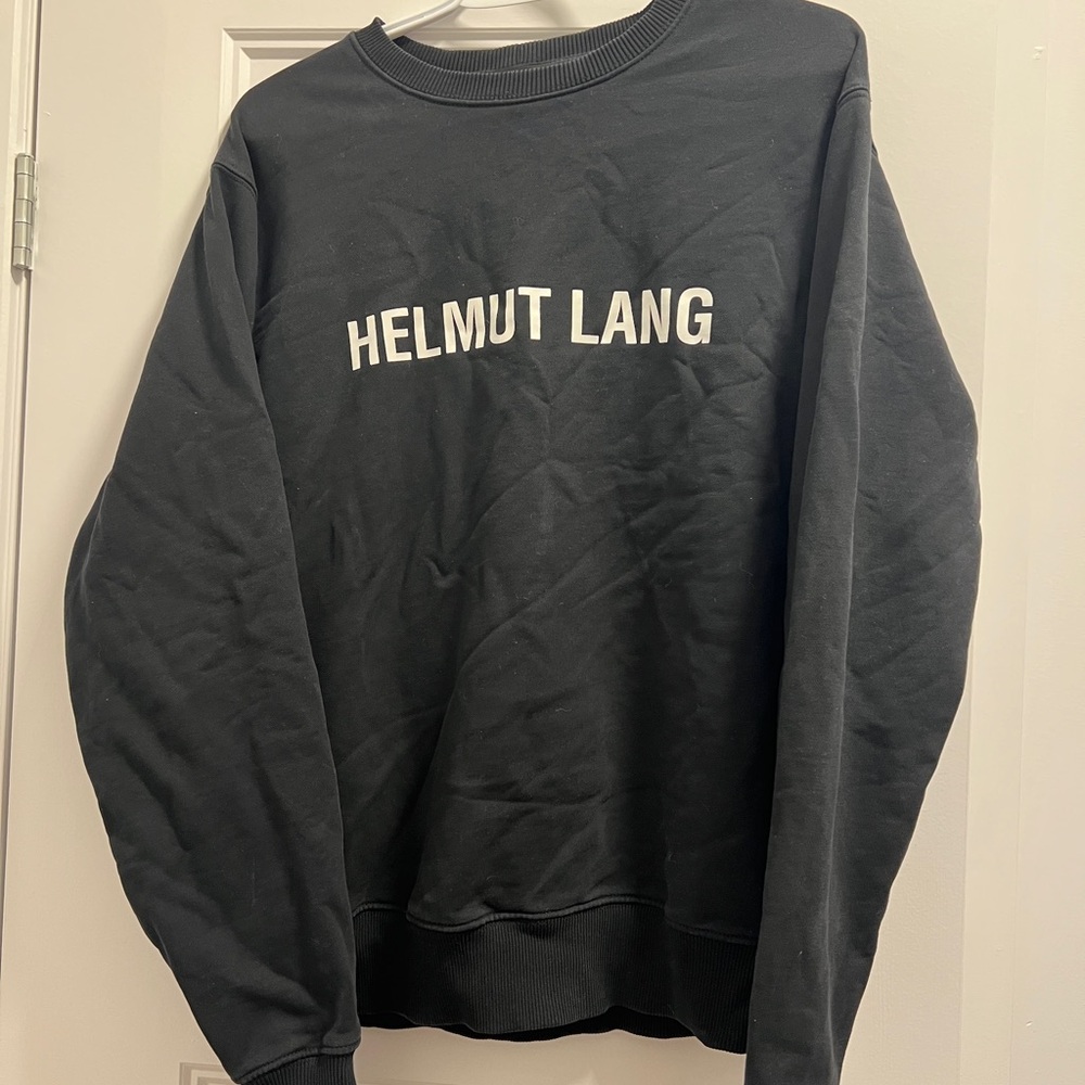 Helmut Lang Black Crewneck Sweatshirt with White Logo